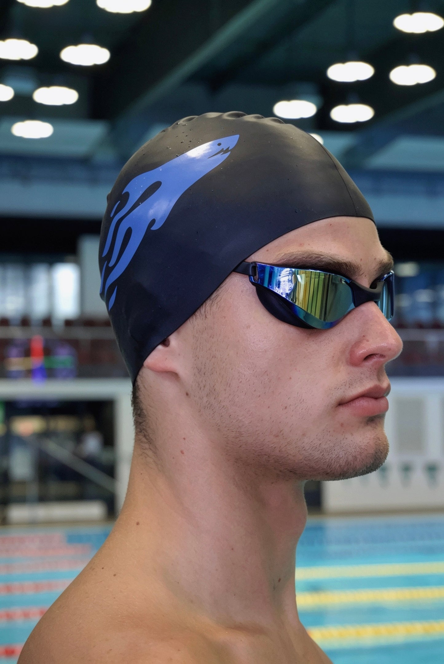 SHARK CAP V2 Czepek Czarno-Niebieski