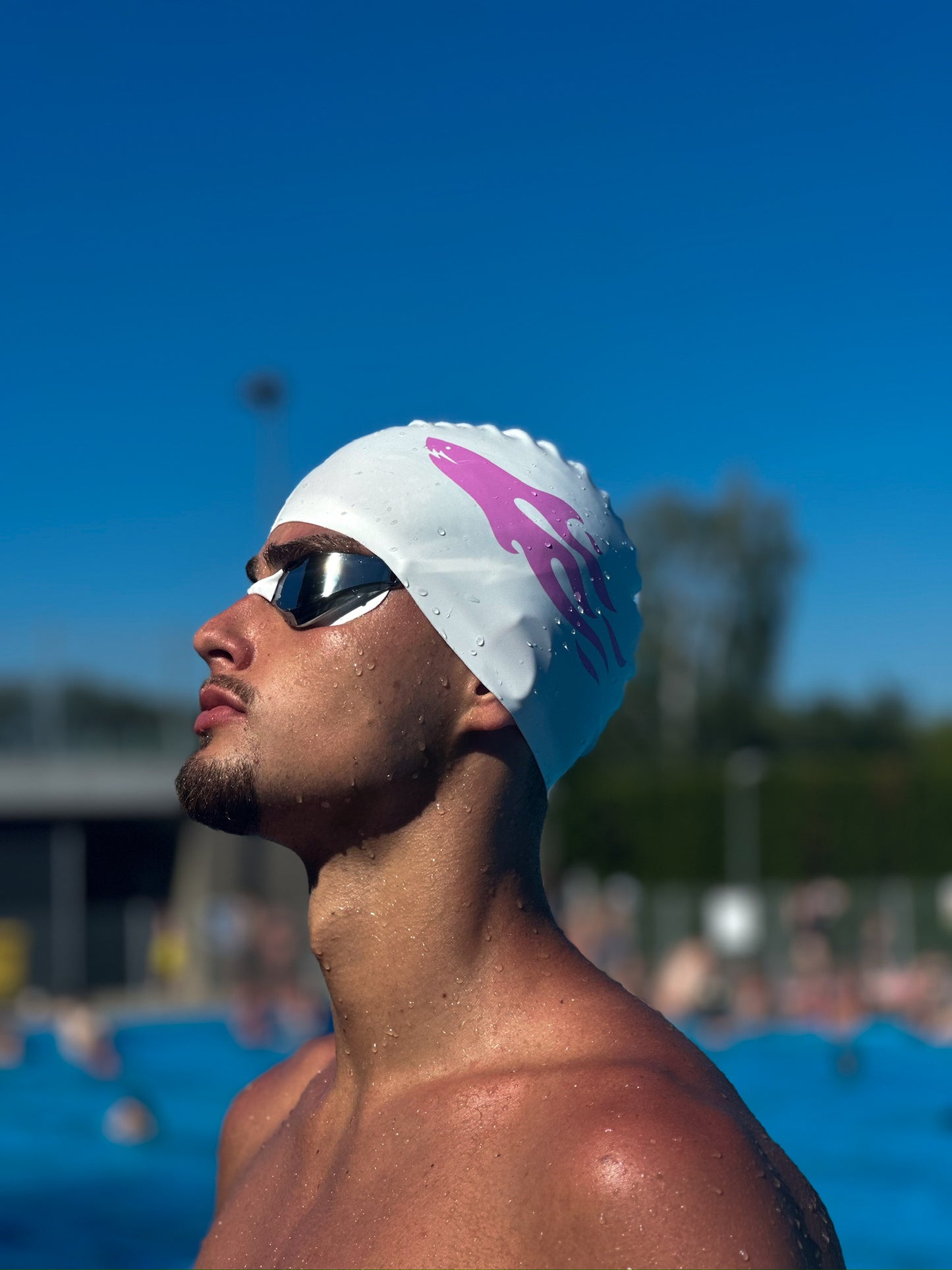 SHARK CAP - Czepek Biało-Różowy