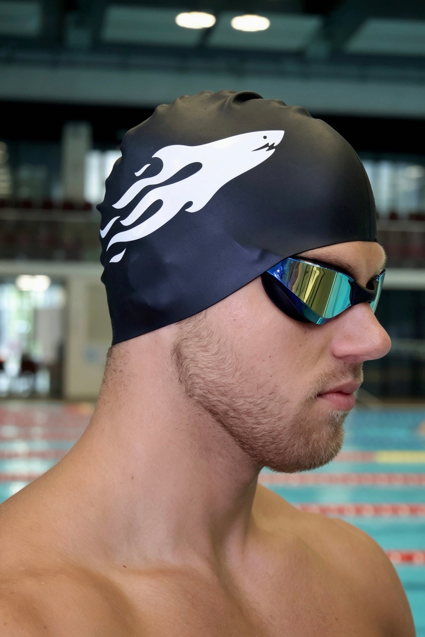 SHARK CAP V2 Czepek Czarno-Biały