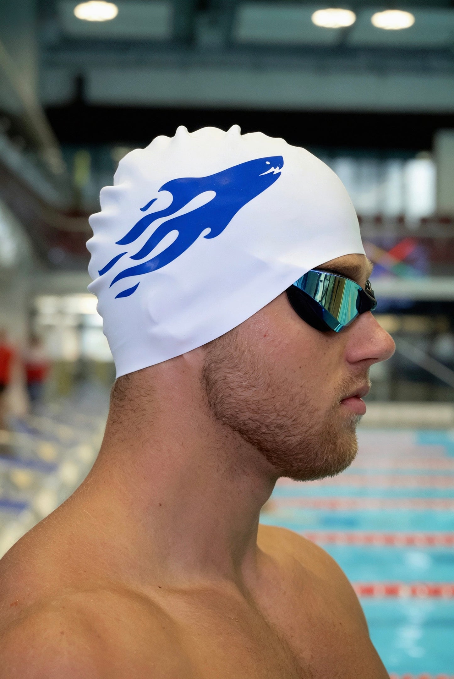 SHARK CAP V2 Czepek Biało-Niebieski