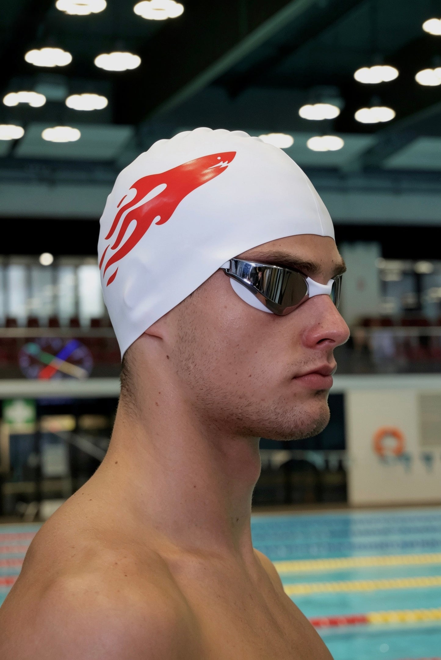 SHARK CAP V2 Czepek Biało-Czerwony