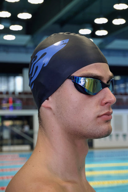 SHARK CAP V2 Czepek Czarno-Niebieski