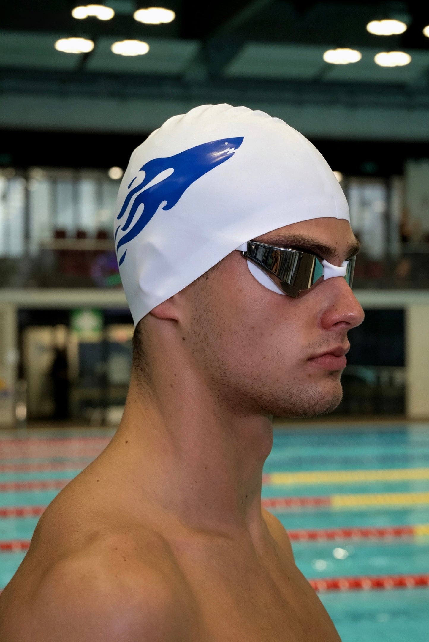SHARK CAP V2 Czepek Biało-Niebieski