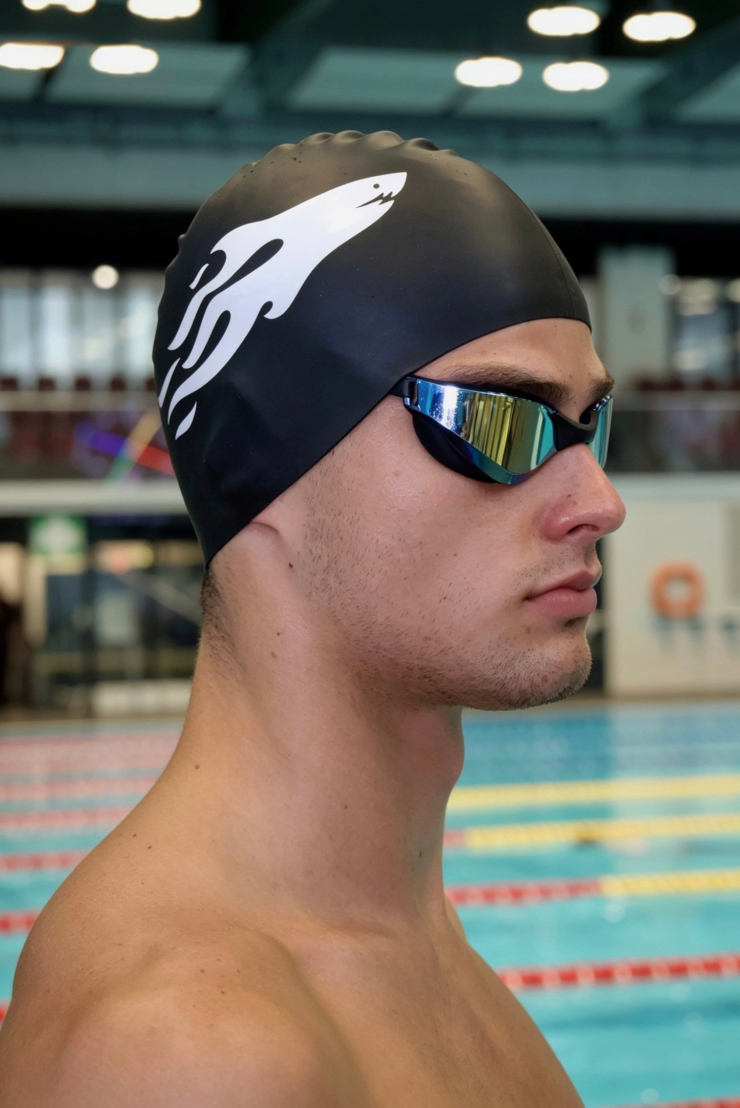 SHARK CAP V2 Czepek Czarno-Biały